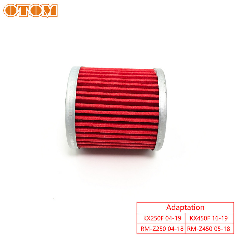 OTOM Motorcycle Red Oil Filter Υψηλής ποιότητας καθαριστικό χαρτιού φιλτραρίσματος για KAWASAKI KX250F KX450F RMZ250 RMZ450 Off-Road Motocross