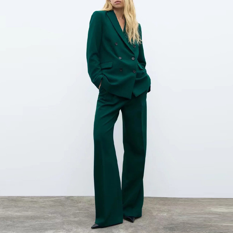 Γυναικείο Σετ ζιβάγκο Πράσινη φόρμα γραφείου Γυναικεία μπλέιζερ ίσια γυναικεία μακρυμάνικη φόρμα με διπλό στήθος γυναικείο σακάκι TRF