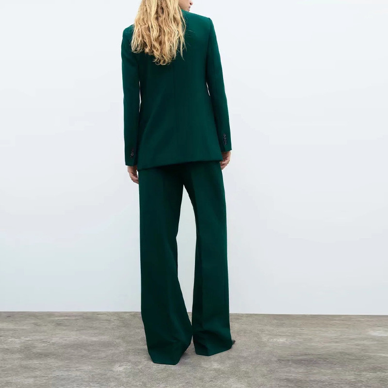 Γυναικείο Σετ ζιβάγκο Πράσινη φόρμα γραφείου Γυναικεία μπλέιζερ ίσια γυναικεία μακρυμάνικη φόρμα με διπλό στήθος γυναικείο σακάκι TRF