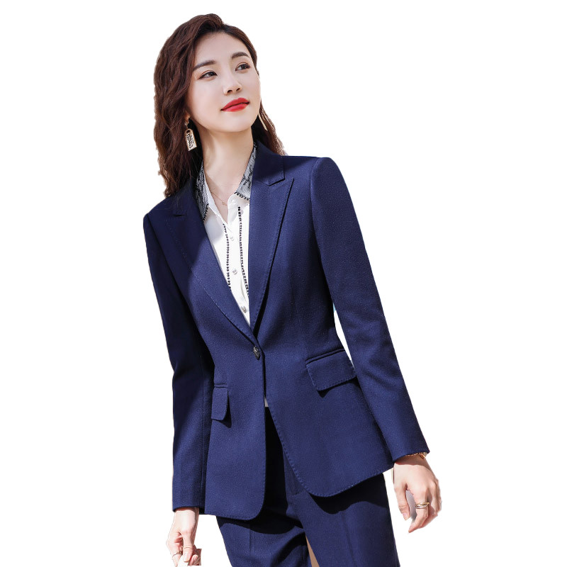 Lenshin, set de 2 piese de înaltă calitate, costum solid formal, cu pantaloni, blazer, modele de damă de birou, pentru femei, jachetă și pantaloni maro moale