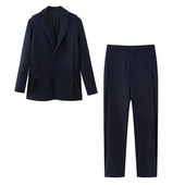 WXWT 2023, la modă pentru femei, elegantă, de culoare solidă, îmbrăcăminte de birou, blazer largi, cu pantaloni lungi cu talie înaltă, ansambluri pentru femei