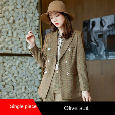 Costum de birou de înaltă calitate pentru femei de mărime mare Îmbrăcăminte de afaceri de iarnă pentru femei în carouri Blazer pentru damă Pantaloni cu talie înaltă