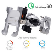 Vodootporni metalni motociklistički držač za pametni telefon s QC 3.0 USB brzim punjačem, držač stalka za upravljač motocikla za N84F