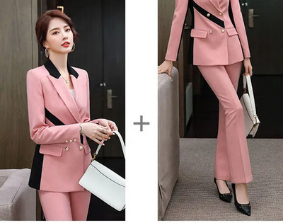 Γυναικείο κοστούμι γραφείου Ασύμμετρη ρίγα παντελόνι κοστούμι συν μέγεθος 5XL 2 τεμαχίων σετ casual μωβ ροζ κίτρινο μπλέιζερ Μπλούζες και παντελόνι