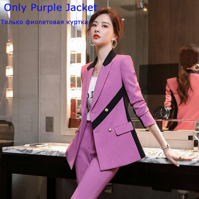 Γυναικείο κοστούμι γραφείου Ασύμμετρη ρίγα παντελόνι κοστούμι συν μέγεθος 5XL 2 τεμαχίων σετ casual μωβ ροζ κίτρινο μπλέιζερ Μπλούζες και παντελόνι