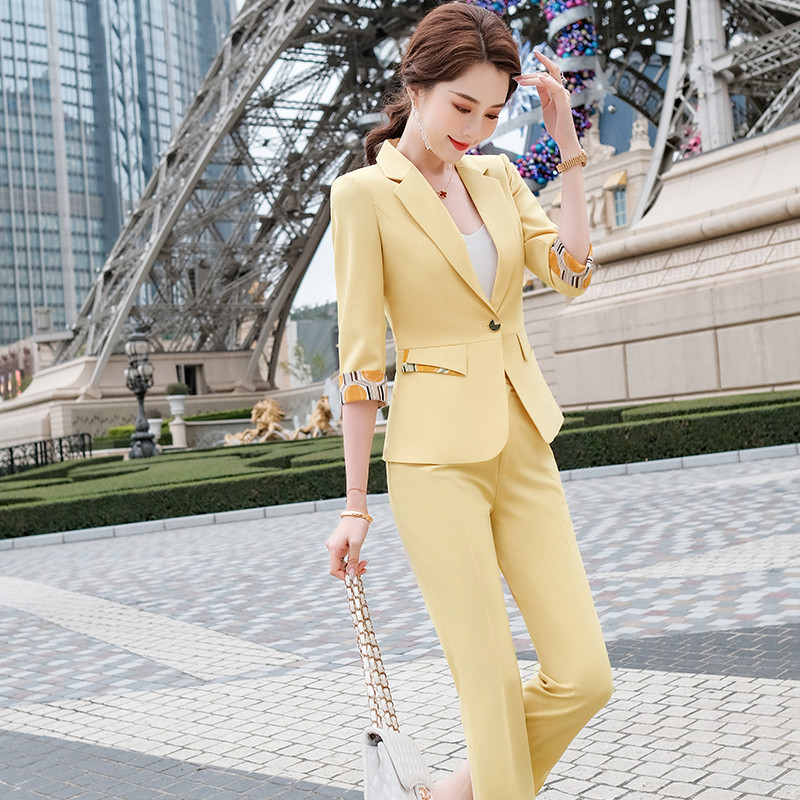 Boliyae Summer New Fashion Temperment Slim Costumes Femei Business Formal Jumătate de mânecă Blazer și Pantaloni Birou Doamnelor Îmbrăcăminte de lucru