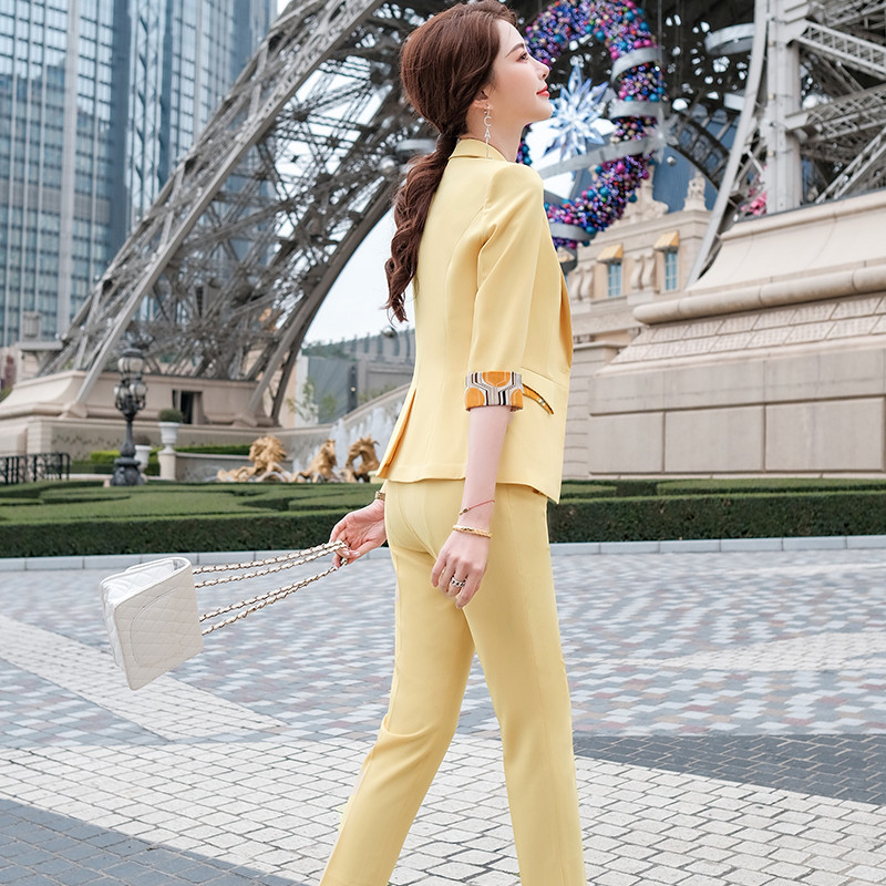 Boliyae Summer New Fashion Temperment Slim Costumes Femei Business Formal Jumătate de mânecă Blazer și Pantaloni Birou Doamnelor Îmbrăcăminte de lucru