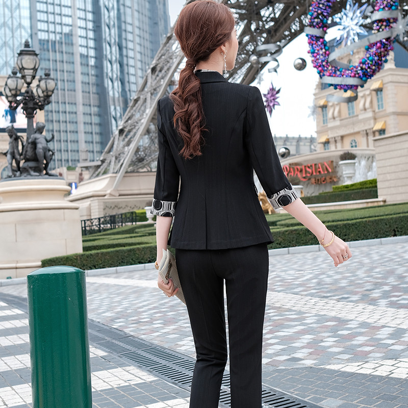 Boliyae Summer New Fashion Temperment Slim Costumes Femei Business Formal Jumătate de mânecă Blazer și Pantaloni Birou Doamnelor Îmbrăcăminte de lucru