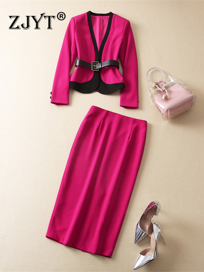 ZJYT Runway moevöö bleiser ja pliiatsseelik, 2023. aasta kevadsügis, naiskondlik, elegantne peokleitide komplekt, kaheosaline