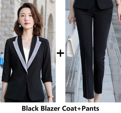 Costume de afaceri formale pentru femei, primăvară, vară, pantaloni cu jumătate de mânecă, stiluri profesionale OL, îmbrăcăminte de lucru, set de pantaloni, blazere