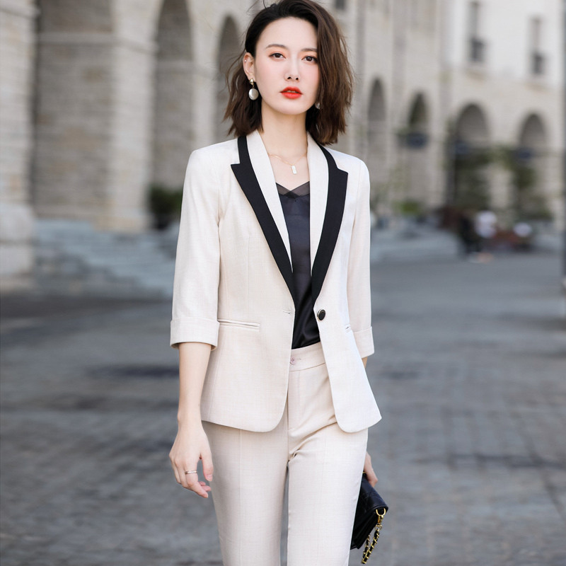 Costume de afaceri formale pentru femei, primăvară, vară, pantaloni cu jumătate de mânecă, stiluri profesionale OL, îmbrăcăminte de lucru, set de pantaloni, blazere