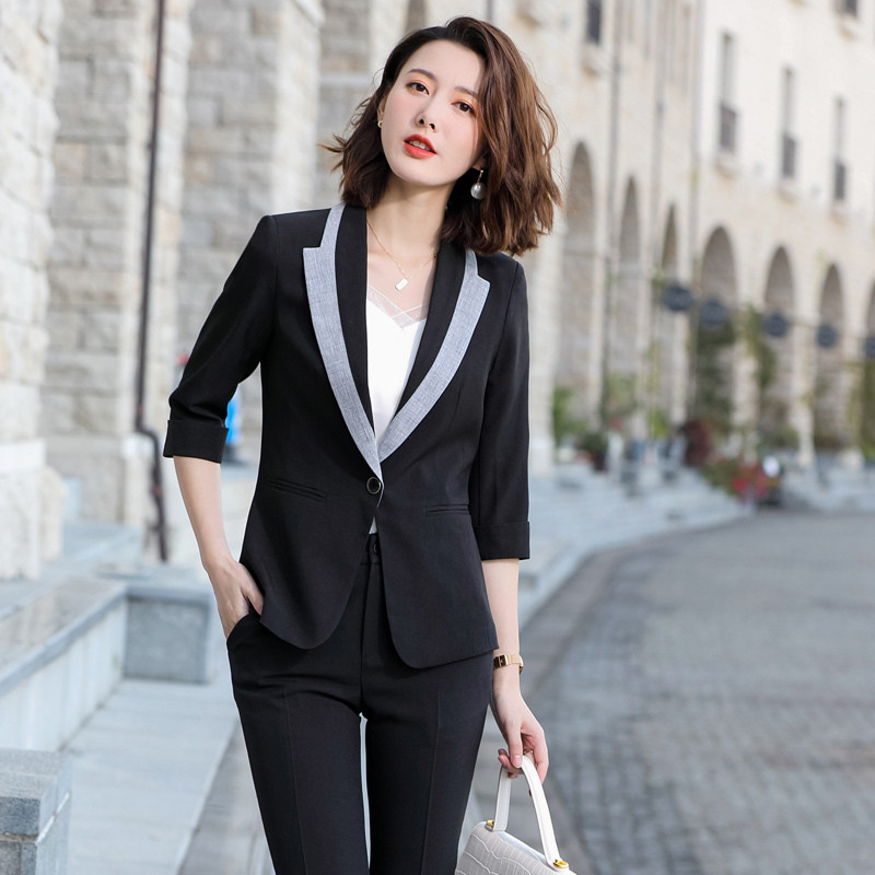 Costume de afaceri formale pentru femei, primăvară, vară, pantaloni cu jumătate de mânecă, stiluri profesionale OL, îmbrăcăminte de lucru, set de pantaloni, blazere