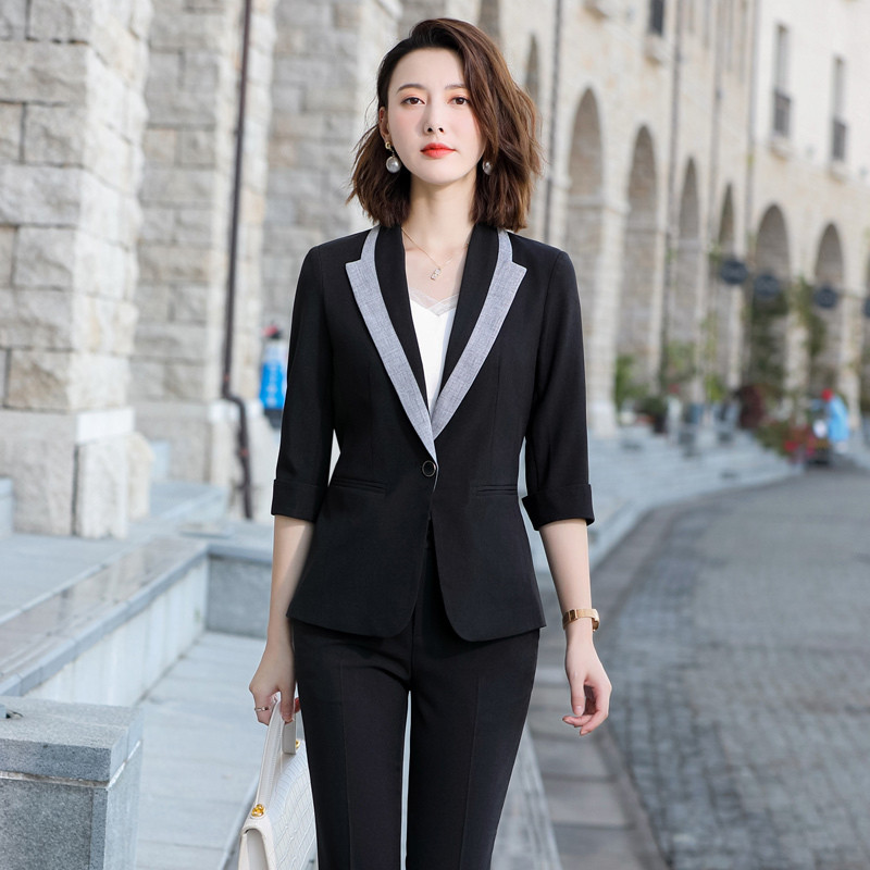 Costume de afaceri formale pentru femei, primăvară, vară, pantaloni cu jumătate de mânecă, stiluri profesionale OL, îmbrăcăminte de lucru, set de pantaloni, blazere