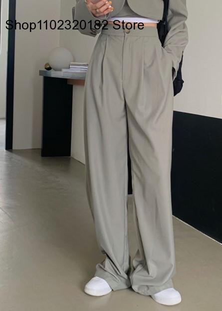 Femei Sexy New Crop Blazer Jachetă Pantaloni cu talie înaltă Costume Pantaloni cu picioare largi Tinuta Set 2 piese Moda pentru femeie de vară