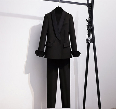 Vintage bikškostīmi sievietēm Biznesa Eleganti Profesionāli Biroja apģērbi Divdaļīgi Bikses Uzvalki Sieviešu kostīmi Liela izmēra žakete