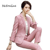 Noutate Roz Formal Stiluri OL Femei Costume de afaceri de primăvară toamnă îmbrăcăminte profesională de birou Set de blazere ținute costume pantaloni