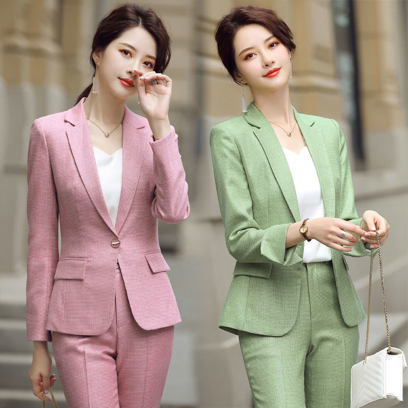 Noutate Roz Formal Stiluri OL Femei Costume de afaceri de primăvară toamnă îmbrăcăminte profesională de birou Set de blazere ținute costume pantaloni