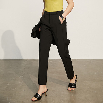 Amii Minimalism Ανοιξιάτικο Νέο Γυναικείο κοστούμι Offical Lady Solid Lapel Blazer Γυναικείο παντελόνι Causal ψηλόμεσο 12130081