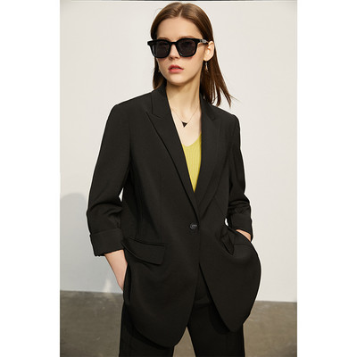 Amii Minimalism Ανοιξιάτικο Νέο Γυναικείο κοστούμι Offical Lady Solid Lapel Blazer Γυναικείο παντελόνι Causal ψηλόμεσο 12130081