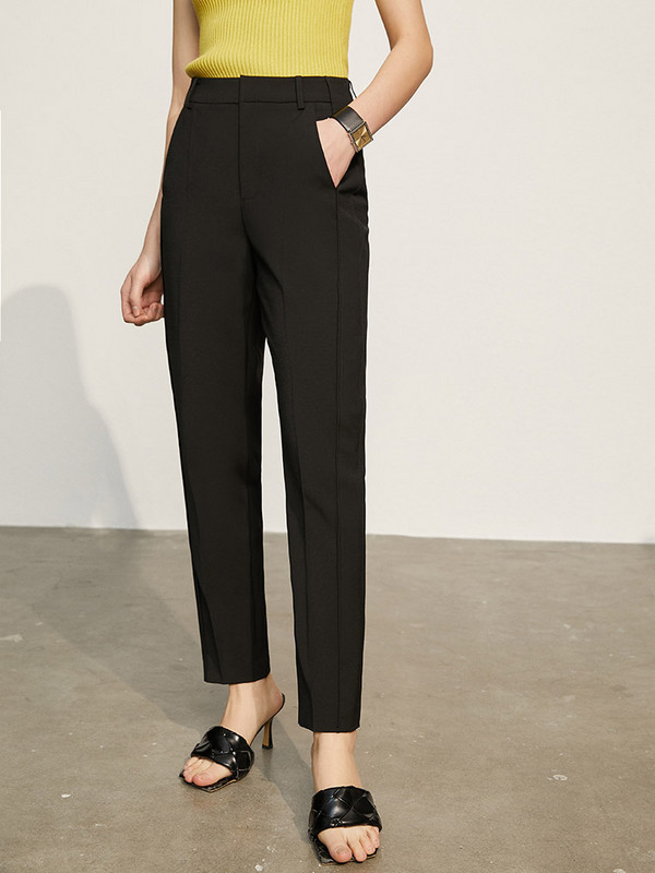 Amii Minimalism Ανοιξιάτικο Νέο Γυναικείο κοστούμι Offical Lady Solid Lapel Blazer Γυναικείο παντελόνι Causal ψηλόμεσο 12130081