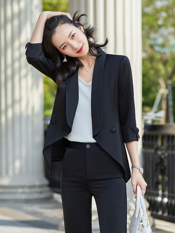 Naiste kontori elegantne lilla pidulik naiste äriülikonnad, professionaalsed OL 2021 kevadsuvised bleiserid töörõivaste pükste komplekt