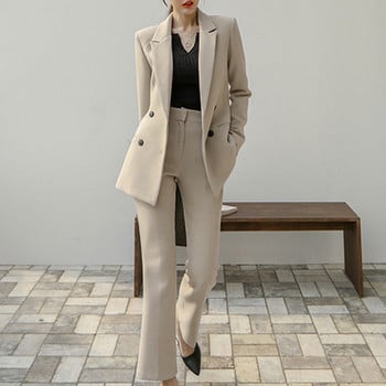 Aelegantmis Office Lady Two Pieces Set Women Vintage High Quality Blazer Pant Suits Бизнес назъбени ежедневни панталони костюми OL