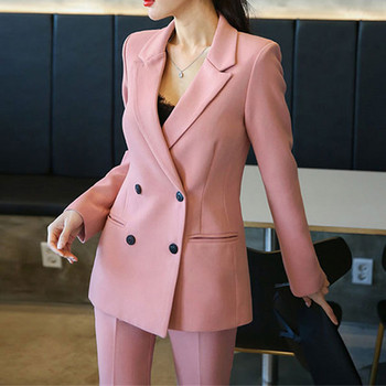 Aelegantmis Office Lady Two Pieces Set Women Vintage High Quality Blazer Pant Suits Бизнес назъбени ежедневни панталони костюми OL