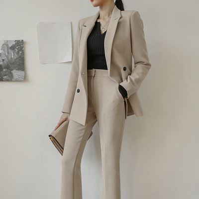 Aelegantmis Office Lady Set Două Piese Femei Vintage Înaltă Calitate Blazer Pantaloni Costume Business Crestat Pantaloni Casual Costume OL