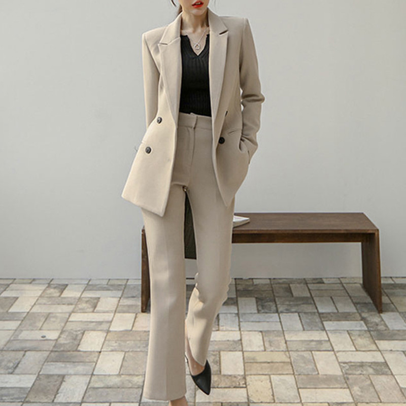 Aelegantmis Office Lady Set Două Piese Femei Vintage Înaltă Calitate Blazer Pantaloni Costume Business Crestat Pantaloni Casual Costume OL