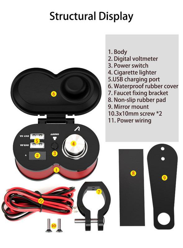QC 3.0 Quick Charge 5V 3.0A/1.5A Dual USB αναπτήρας τσιγάρων μοτοσικλέτας Φορτιστής USB με ένδειξη χρόνου βολτόμετρου με διακόπτη On/Off