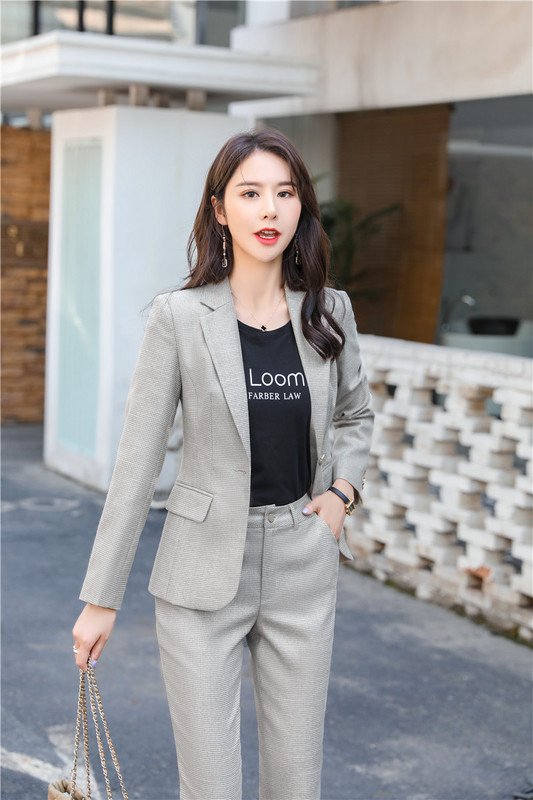 Πρωτοτυπία Πράσινα Ολόκληρα Σχέδια Παντελόνια για Γυναικεία Επαγγελματική Εργασία Κοστούμια Κοστούμια Επαγγελματικά Μπλέιζερ Σετ Ρούχα Συνέντευξης καριέρας