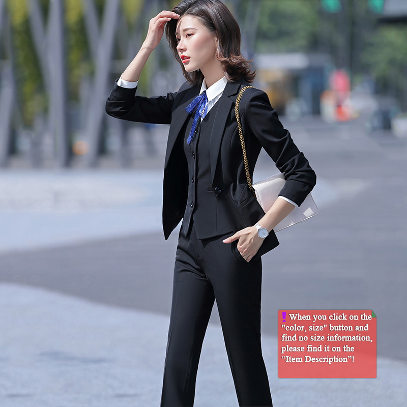 Lenshin Σετ επαγγελματικό κοστούμι 3 τεμαχίων για γυναίκες Γραφείο Lady Απλό Εργατικό Στιλ Γυναικεία κοστούμια παντελόνι Επίσημο παντελόνι γιλέκο σακάκι