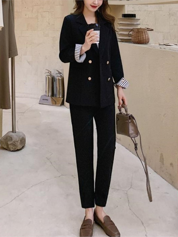 New Fashion Femei Blazer Pantaloni Set din două piese Office Lady Slim Pantaloni Costume Femei Fashion Blazer Costum