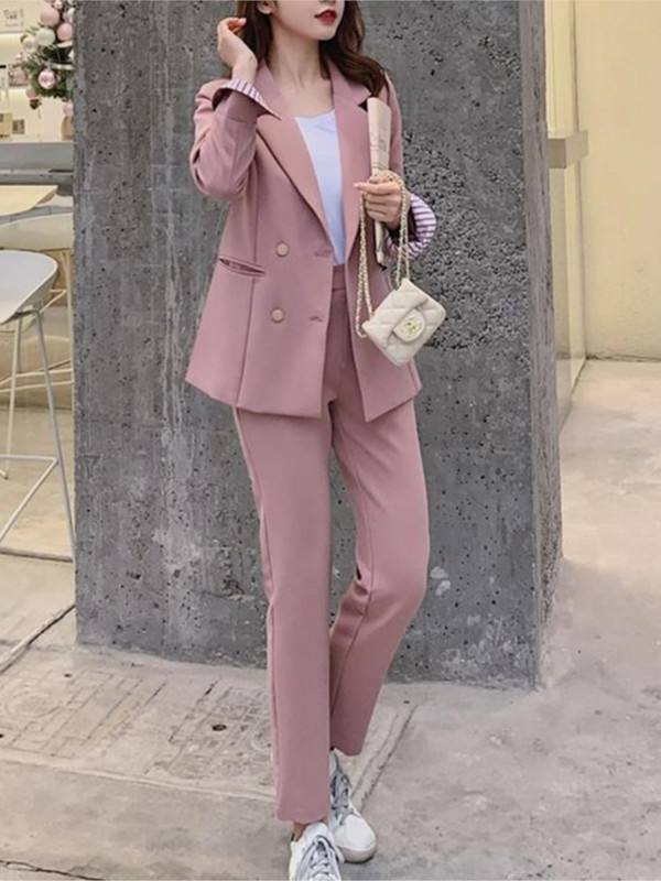 New Fashion Femei Blazer Pantaloni Set din două piese Office Lady Slim Pantaloni Costume Femei Fashion Blazer Costum