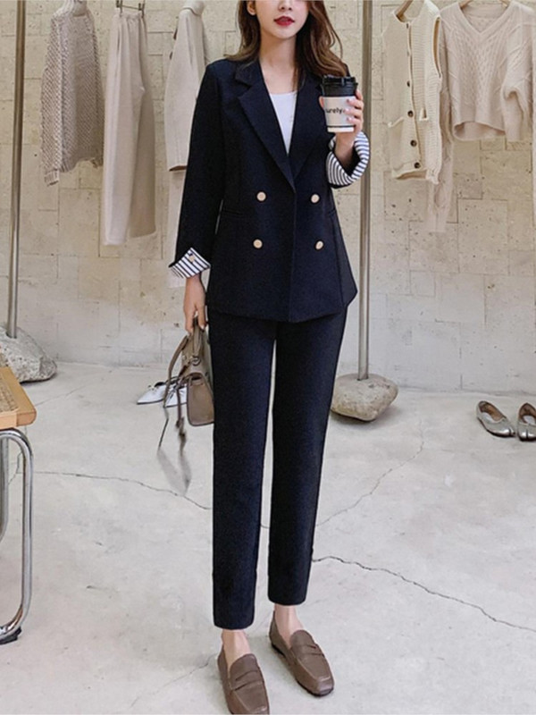 New Fashion Femei Blazer Pantaloni Set din două piese Office Lady Slim Pantaloni Costume Femei Fashion Blazer Costum