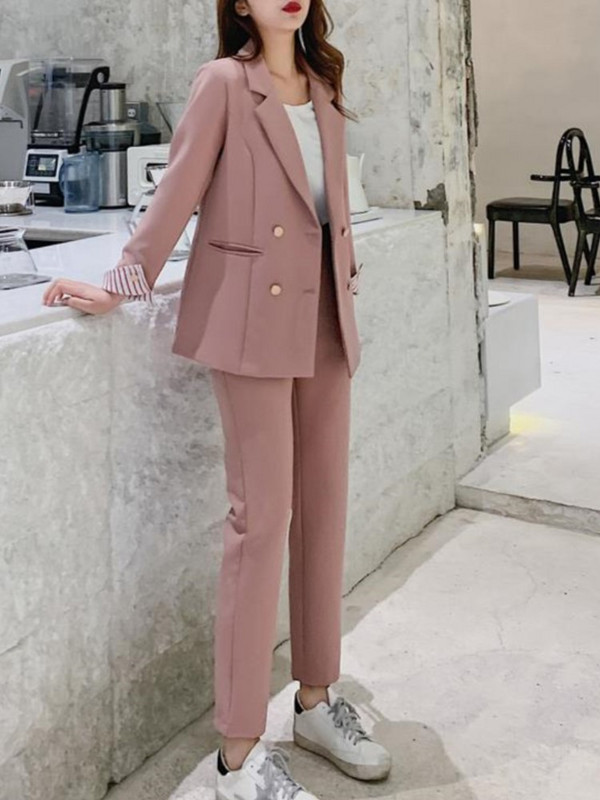 New Fashion Femei Blazer Pantaloni Set din două piese Office Lady Slim Pantaloni Costume Femei Fashion Blazer Costum