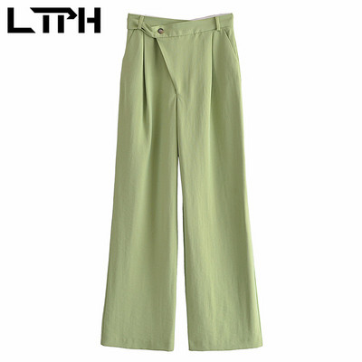 LTPH zeleni blejzer setovi ženska uredska odjeća Dekoracija remenom ležerna široka jakna ulična odjeća Odijela s hlačama Dvodijelni set 2022 proljeće novo