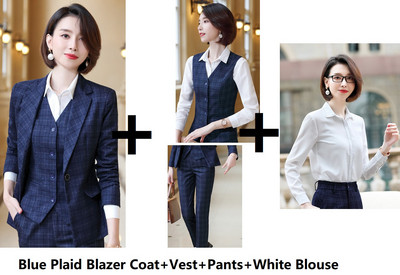 Επίσημα ομοιόμορφα σχέδια Παντελόνια για γυναίκες Επαγγελματικά ρούχα Γυναικεία γραφεία Φθινόπωρο Χειμώνας Επαγγελματικά OL Blazers Fashion καρό