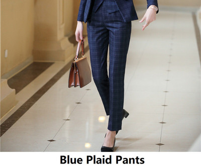 Επίσημα ομοιόμορφα σχέδια Παντελόνια για γυναίκες Επαγγελματικά ρούχα Γυναικεία γραφεία Φθινόπωρο Χειμώνας Επαγγελματικά OL Blazers Fashion καρό