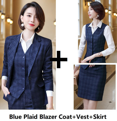 Επίσημα ομοιόμορφα σχέδια Παντελόνια για γυναίκες Επαγγελματικά ρούχα Γυναικεία γραφεία Φθινόπωρο Χειμώνας Επαγγελματικά OL Blazers Fashion καρό