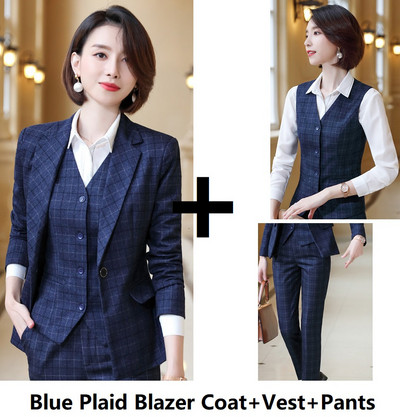 Επίσημα ομοιόμορφα σχέδια Παντελόνια για γυναίκες Επαγγελματικά ρούχα Γυναικεία γραφεία Φθινόπωρο Χειμώνας Επαγγελματικά OL Blazers Fashion καρό