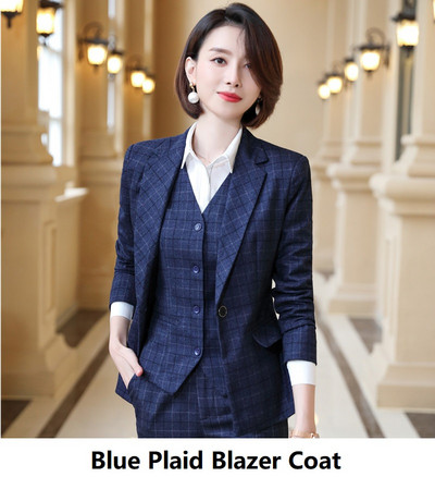 Επίσημα ομοιόμορφα σχέδια Παντελόνια για γυναίκες Επαγγελματικά ρούχα Γυναικεία γραφεία Φθινόπωρο Χειμώνας Επαγγελματικά OL Blazers Fashion καρό