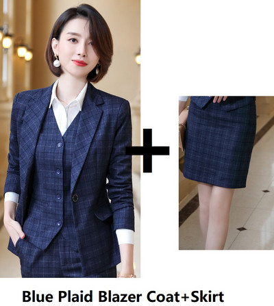 Επίσημα ομοιόμορφα σχέδια Παντελόνια για γυναίκες Επαγγελματικά ρούχα Γυναικεία γραφεία Φθινόπωρο Χειμώνας Επαγγελματικά OL Blazers Fashion καρό