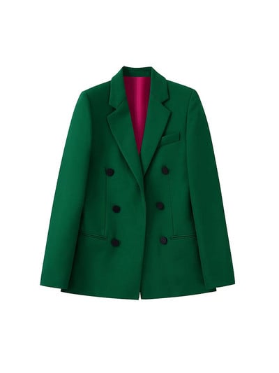 Γυναικεία φόρμα παντελονιού Πράσινη φόρμα παντελόνι φόρεμα φθινοπώρου Γυναικεία επίσημα ρούχα Γυναικεία σετ Γυναικεία παντελόνια με διπλό στήθος μονόχρωμο σακάκι