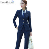 Costume formale cu pantaloni în dungi pentru femei Set de sacou cu pantaloni 2 piese pentru birou, damă, pantaloni de lucru, costum jachetă, pentru femei, 2021