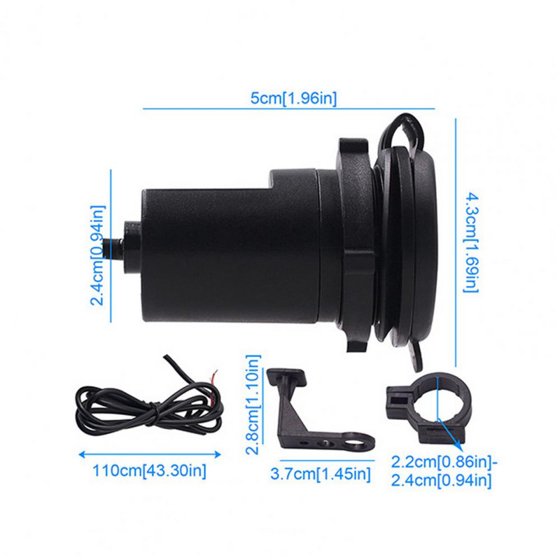 Încărcător de telefon pentru motocicletă 12V, un singur port, priză USB impermeabilă, încărcător de telefon cu ghidon pentru tablete