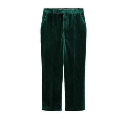 ZA pentru femei, toamnă iarnă, un buzunar cu un singur buton, sacou decorat din catifea, cu talie mijlocie, pantaloni drepti, costum de damă