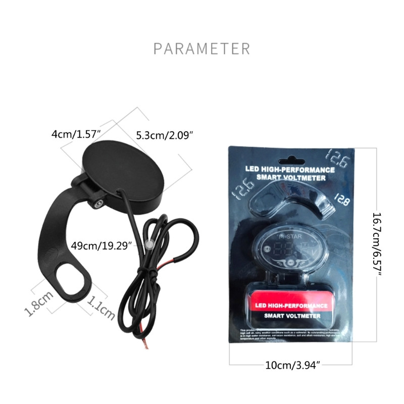 DC 9–24 V voltmeeter LED-ekraan Voltmeeter Mootorratta digitaalne pingepaneeli arvesti langus Tarne