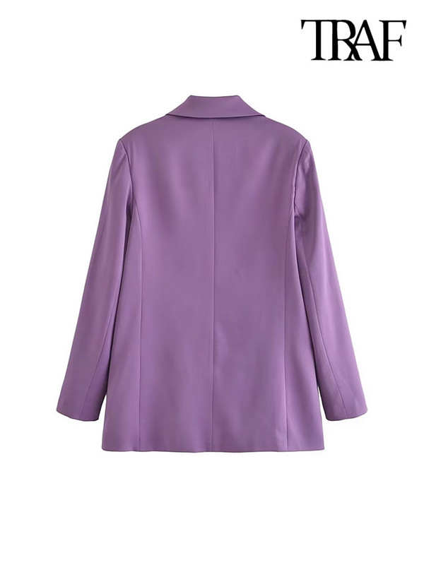 TRAF Blazer la modă pentru femei, cu nasturi în față și cu talie elastică înaltă, pantaloni evazați, seturi de două piese pentru femeie