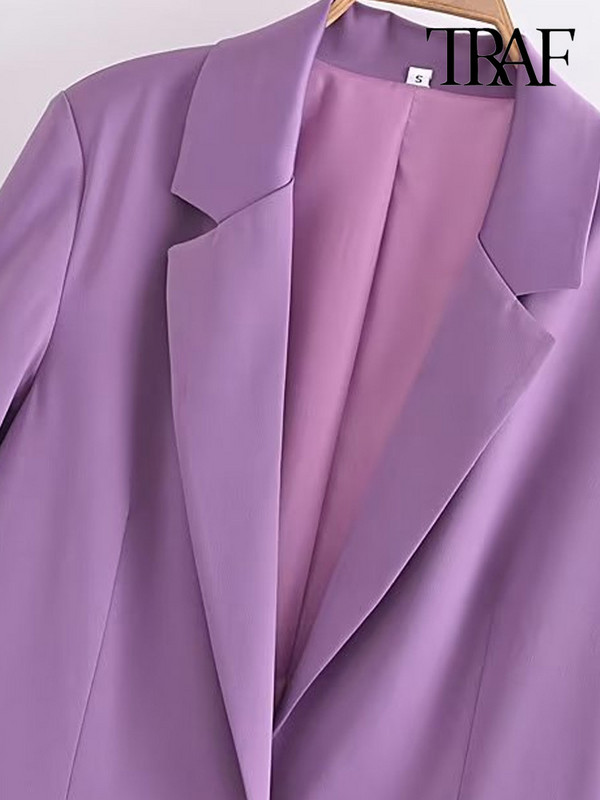 TRAF Blazer la modă pentru femei, cu nasturi în față și cu talie elastică înaltă, pantaloni evazați, seturi de două piese pentru femeie